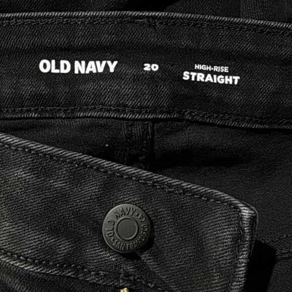 Old Navy SZ 20 High-Rise Straight Jeans Stretch Zip-Fly Pockets Black Womens - Picture 7 of 8